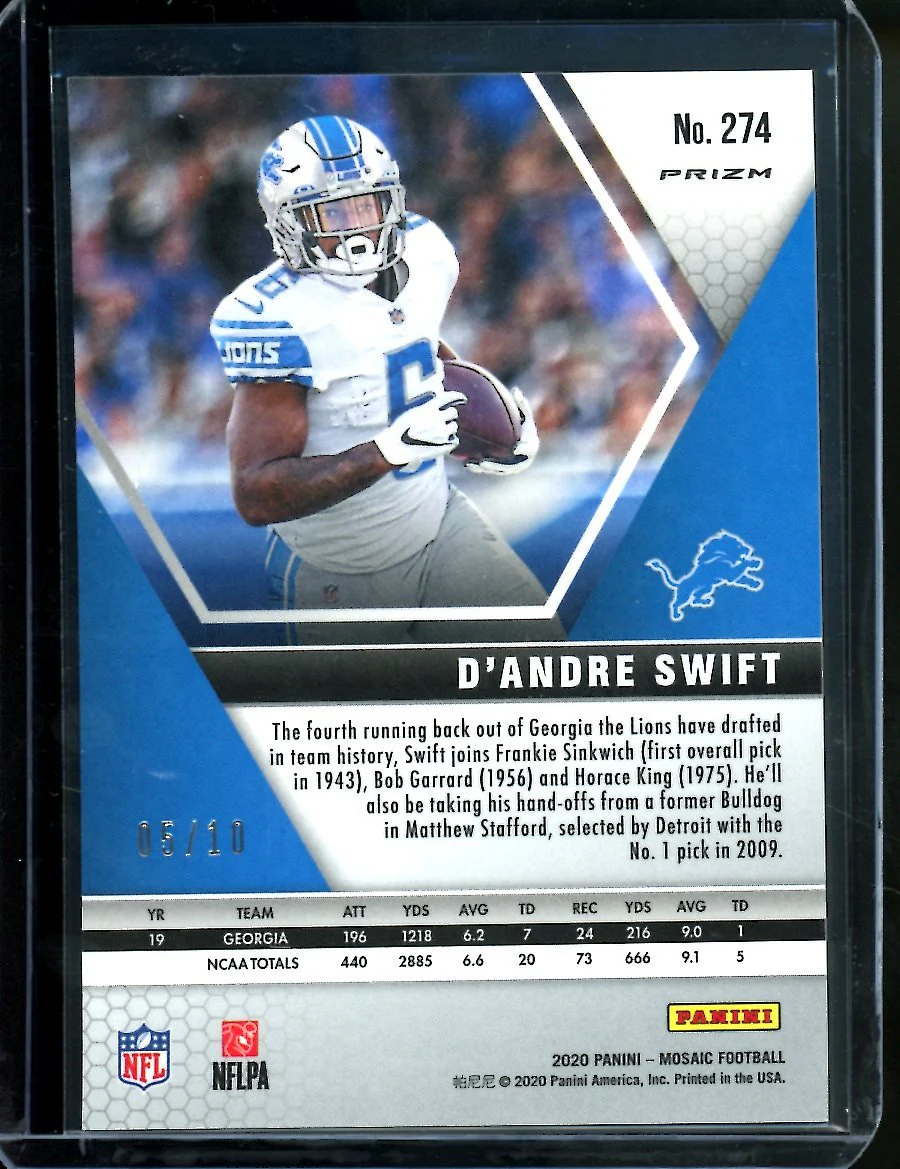 2020 Panini Mosaic D'Andre Swift Rookie Debut Pink Flouressent /10 Eagles - Image 2