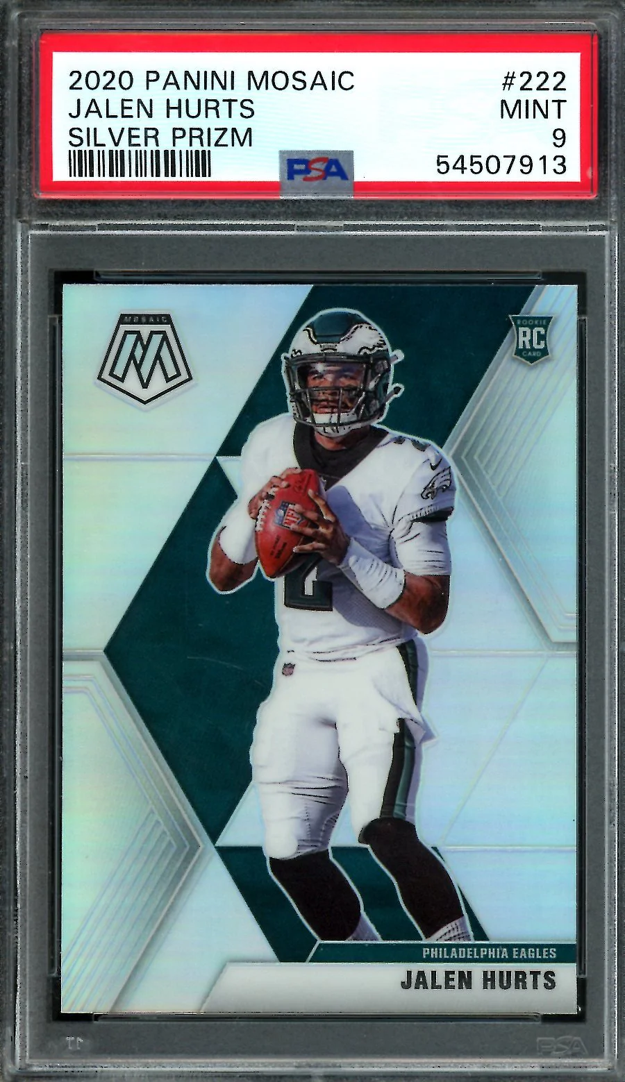 2020 Panini Mosaic Jalen Hurts Rookie Silver PSA 9 Eagles