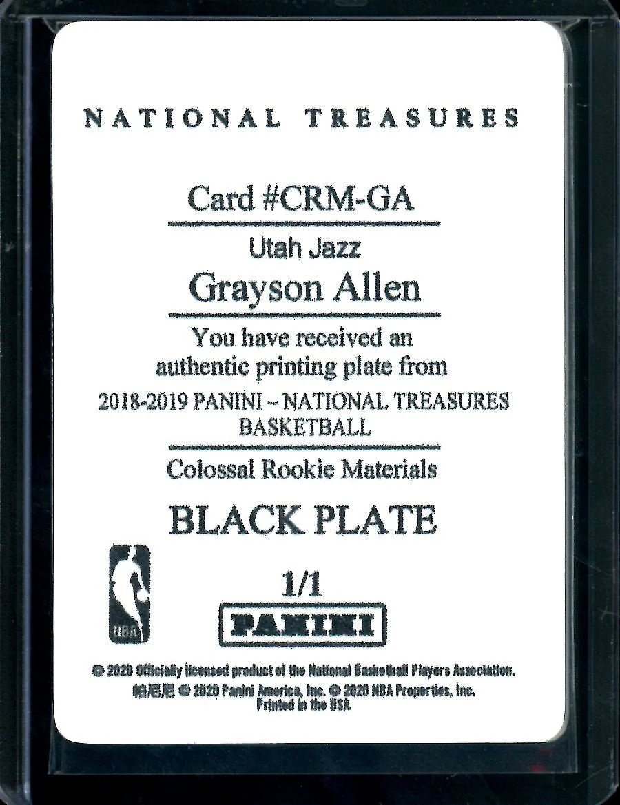 2020 Panini National Treasures Grayson Allen Printing Plate 1/1 Jazz - Image 2