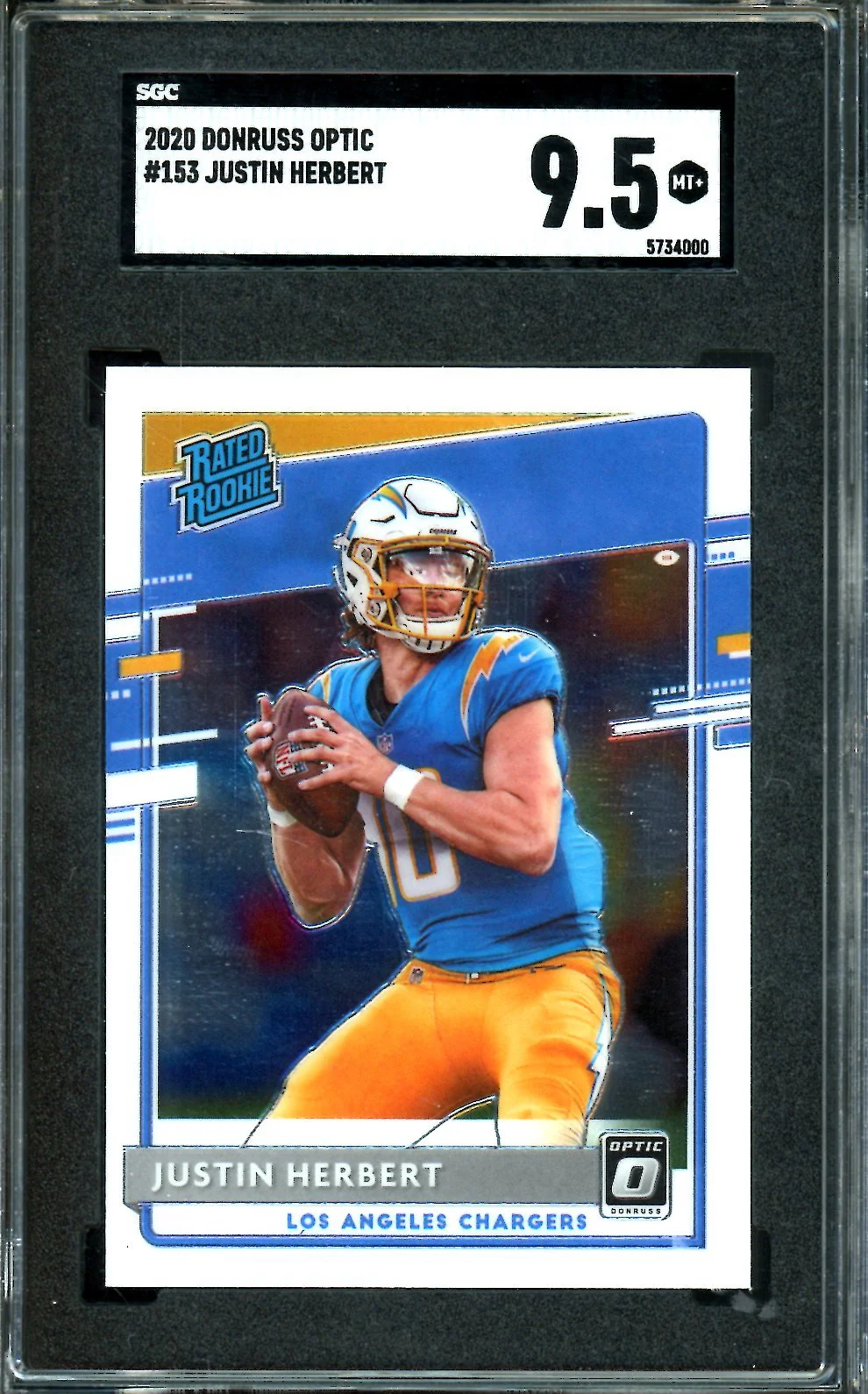 2020 Panini Optic Justin Herbert Rookie SGC 9.5 Chargers