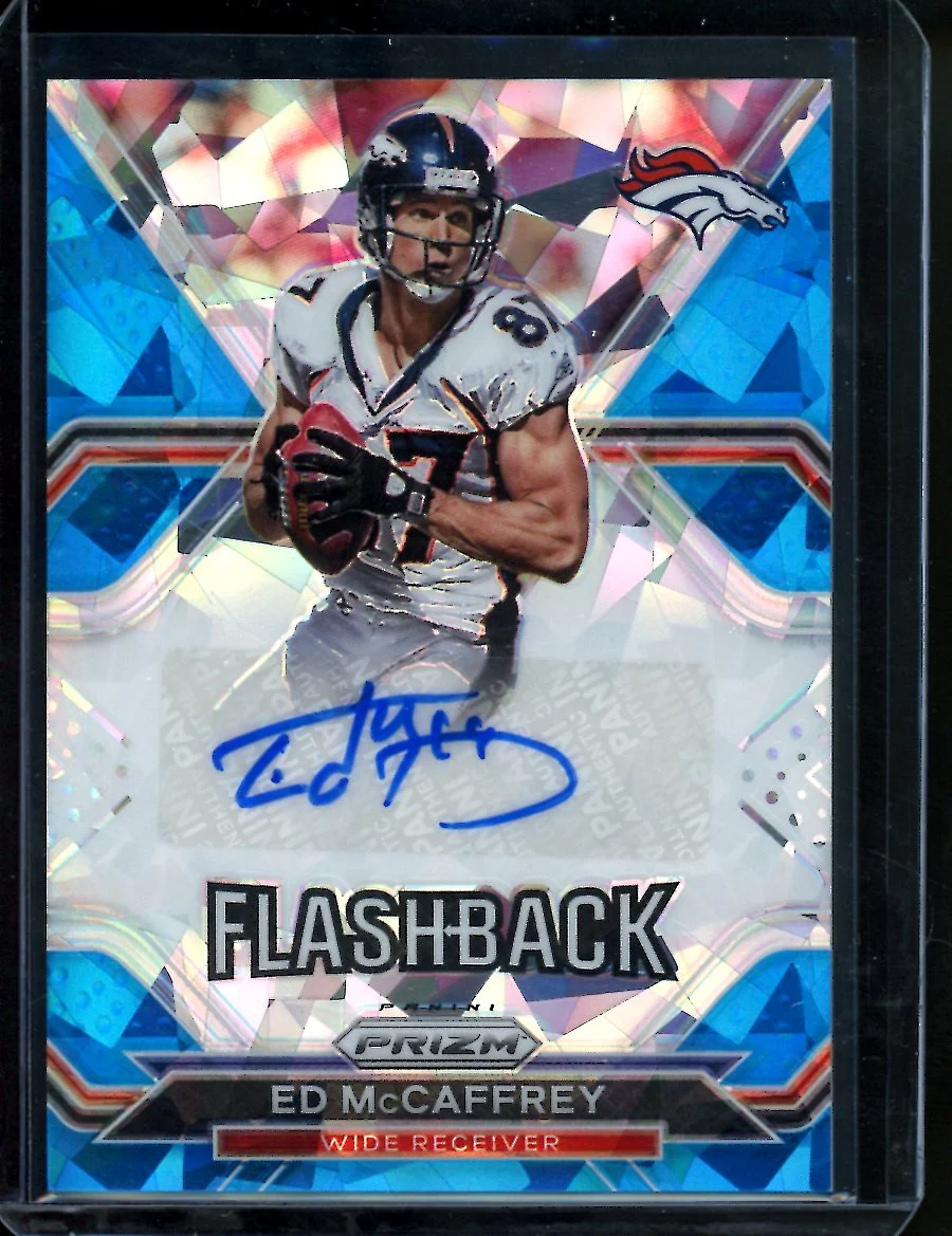 2020 Panini Prizm Ed McCaffrey Flashback Auto Blue Ice /50 Broncos