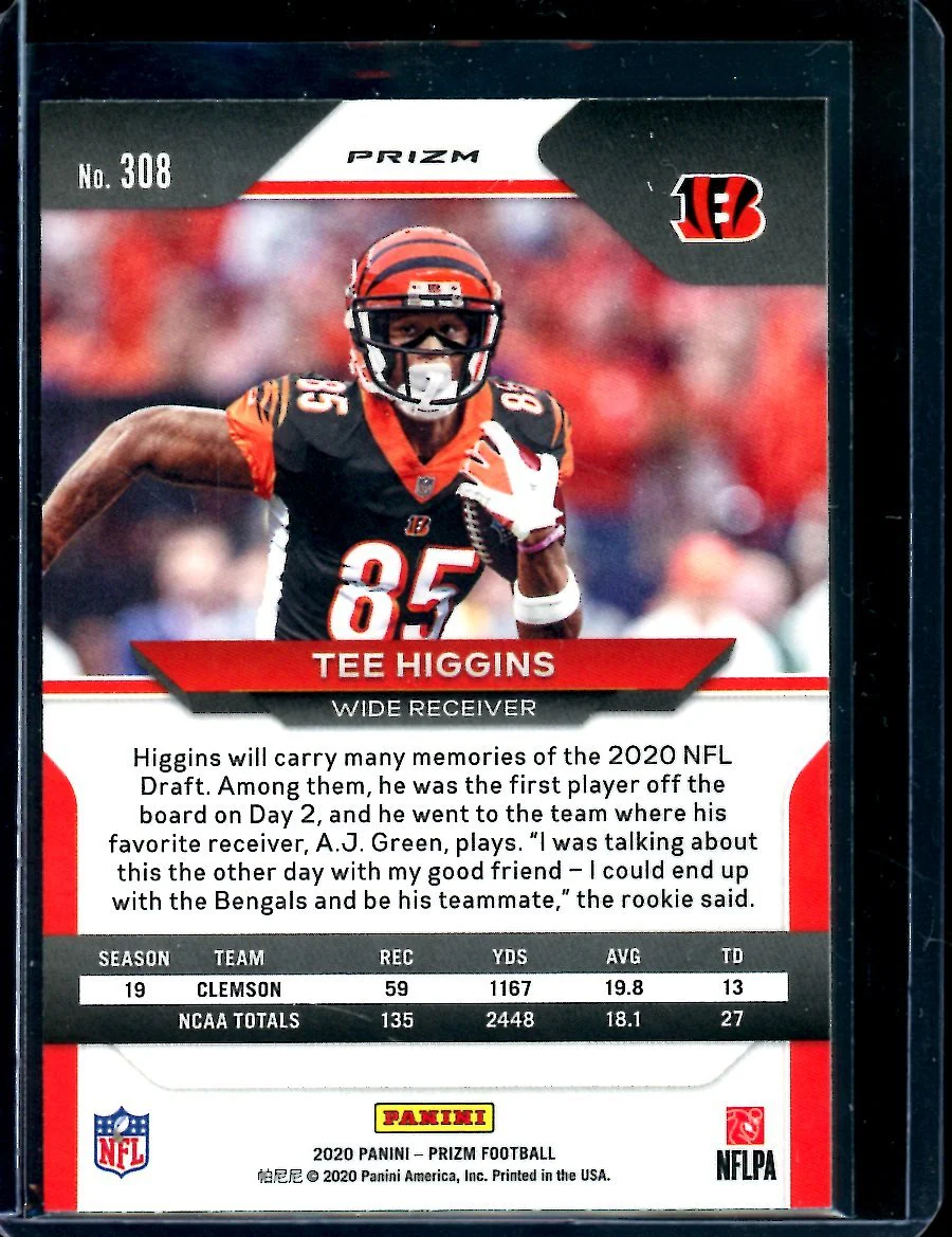 2020 Panini Prizm Tee Higgins Rookie Orange Disco Bengals - Image 2