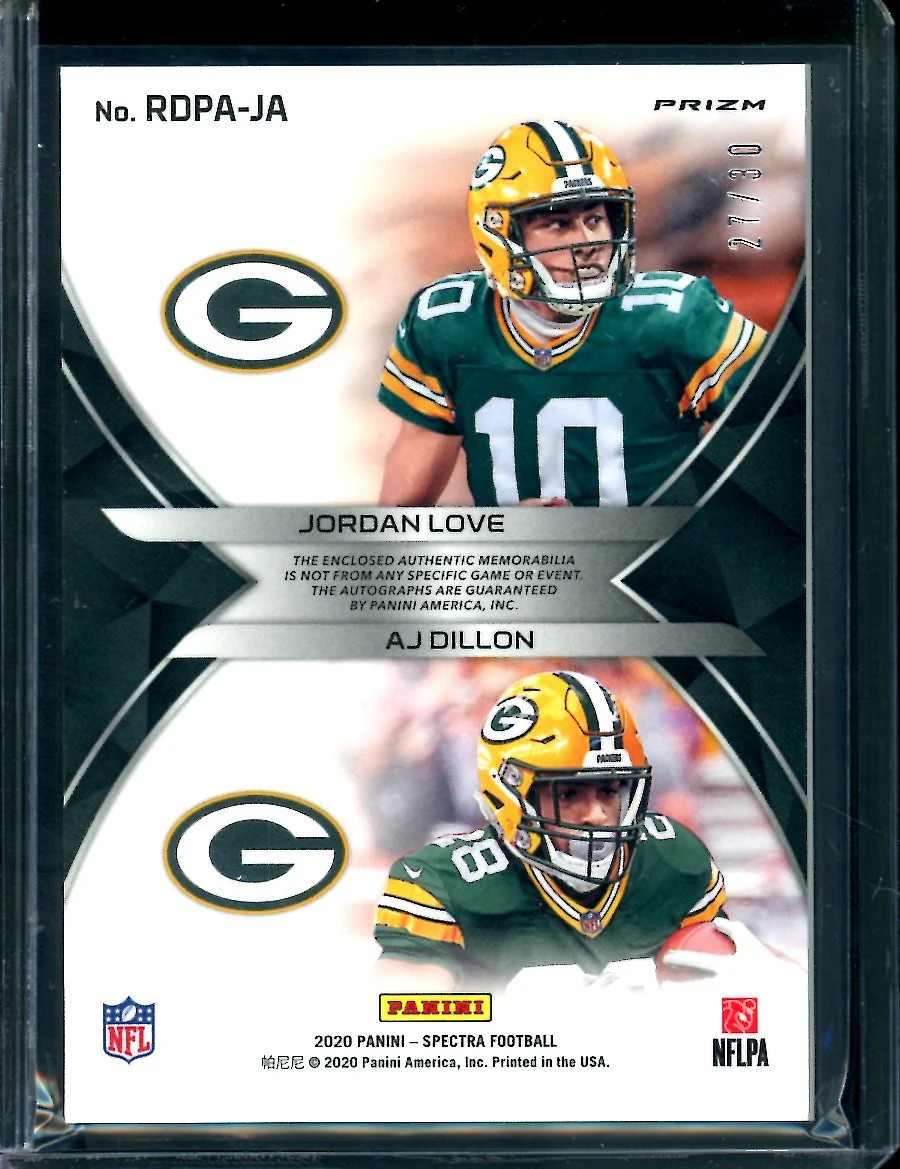 2020 Panini Spectra Jordan Love/AJ Dillon Dual Rookie RPA /30 Packers - Image 2