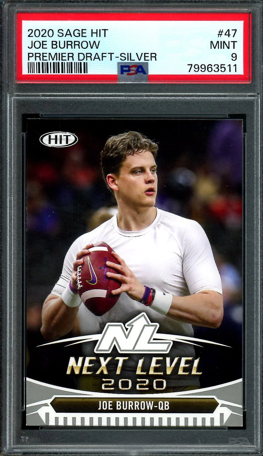 2020 Sage Hit Joe Burrow Rookie Silver PSA 9 Bengals