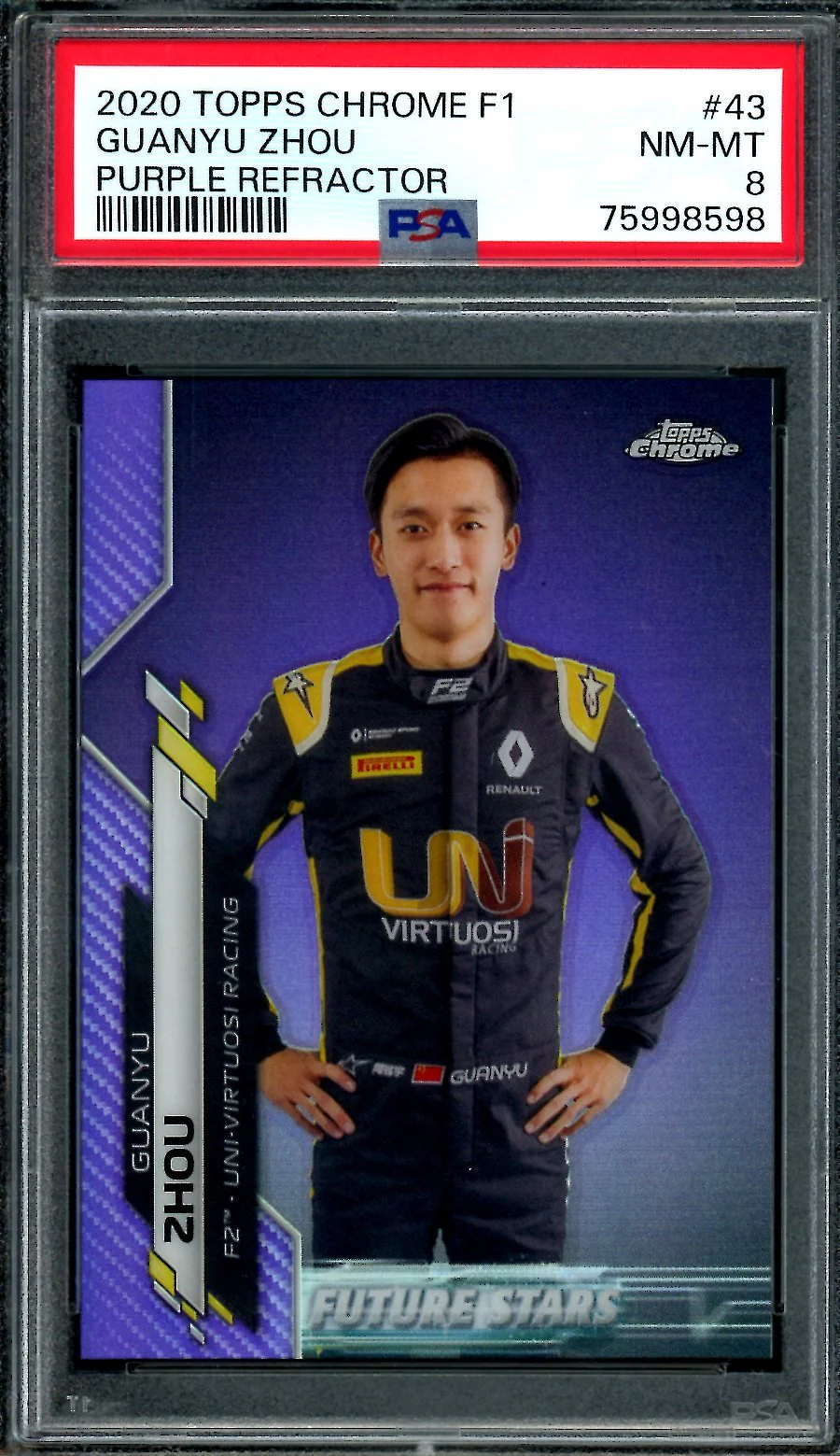2020 Topps Chrome Guanyu Zhou Purple Refractor /399 PSA 8 Alfa Romeo