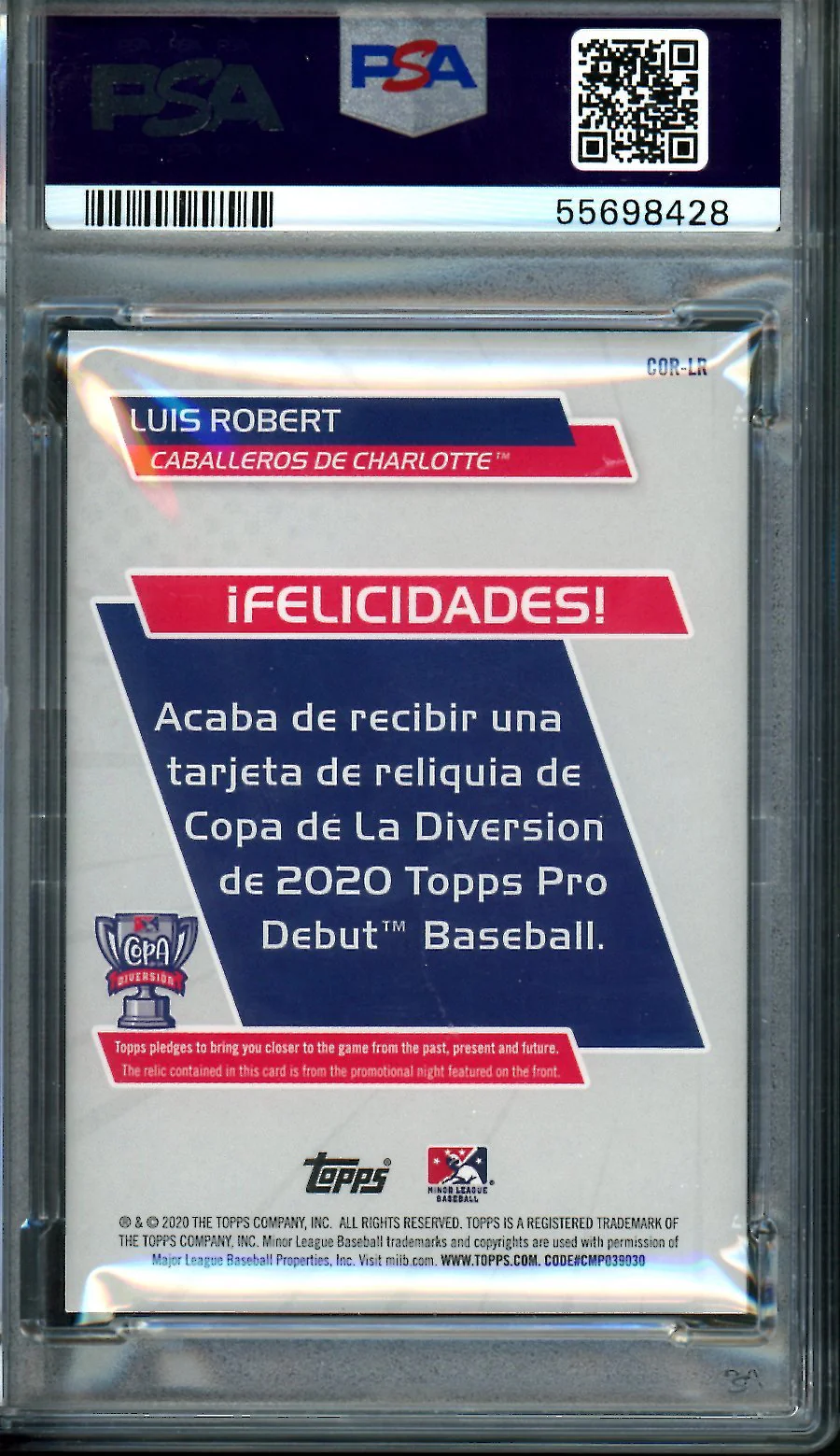 2020 Topps Pro Debut Luis Robert Patch /914 PSA 9 White Sox - Image 2