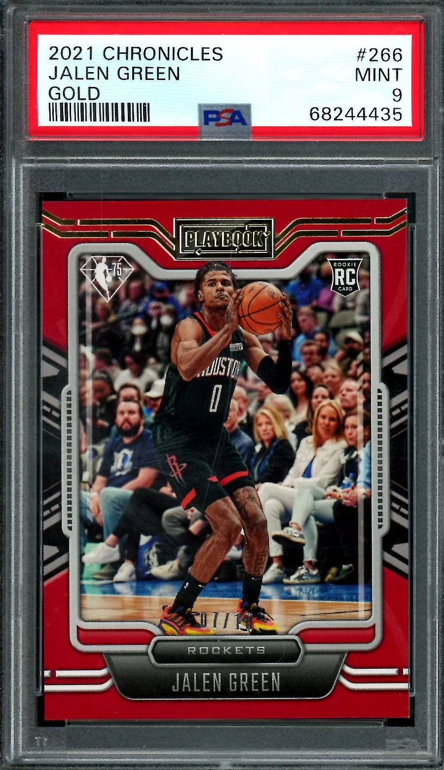 2021-22 Panini Chronicles Playbook Jalen Green Rookie Gold /10 PSA 9 Rockets