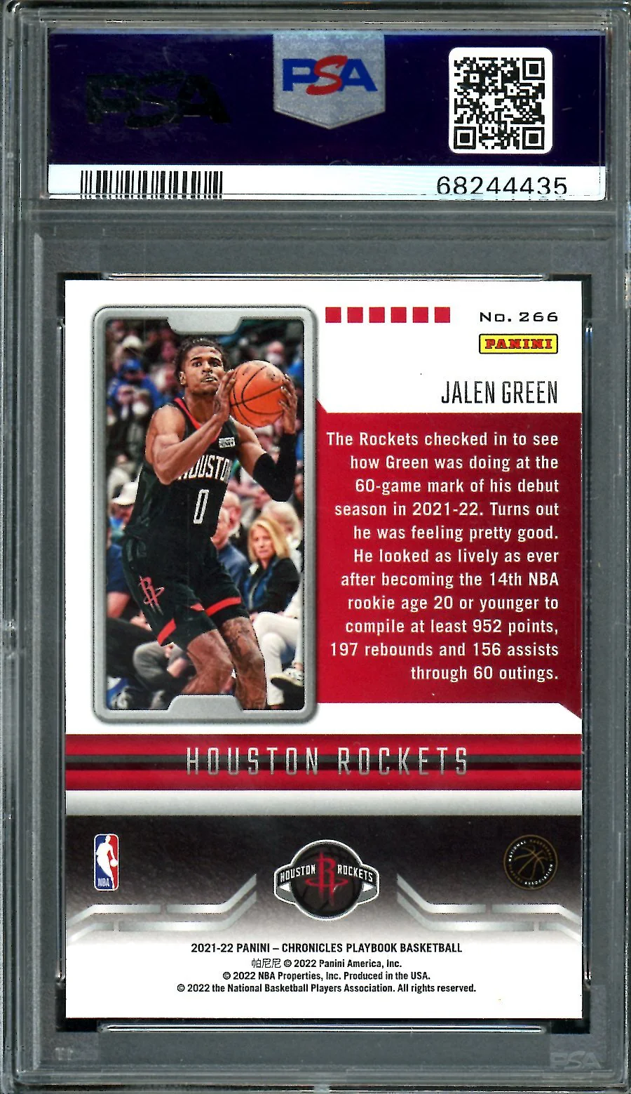 2021-22 Panini Chronicles Playbook Jalen Green Rookie Gold /10 PSA 9 Rockets - Image 2