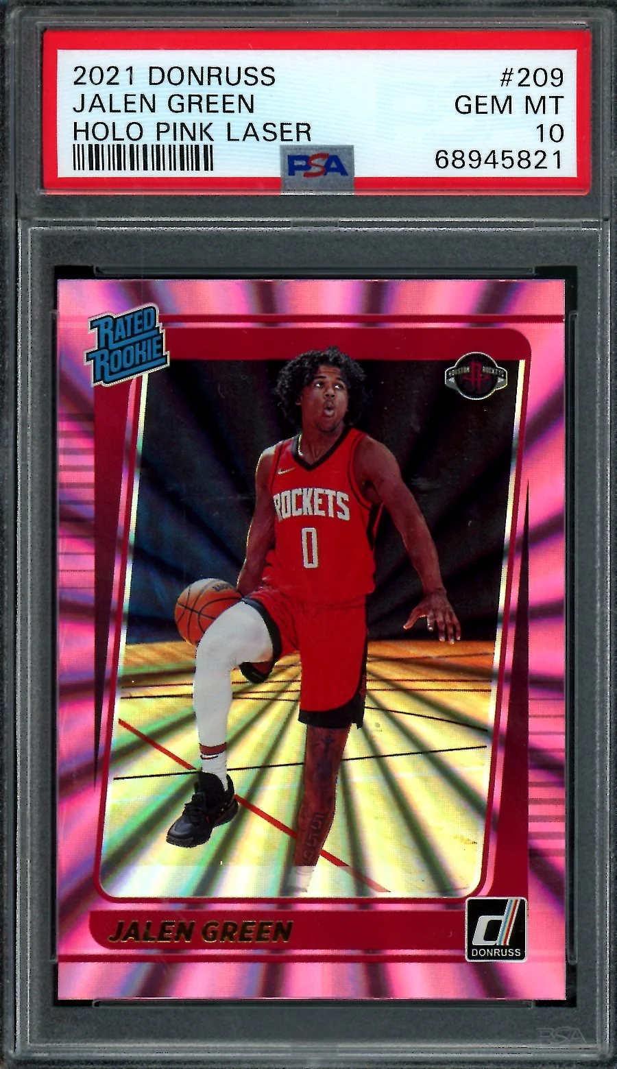 2021-22 Panini Donruss Jalen Green Pink Laser PSA 10 Rockets