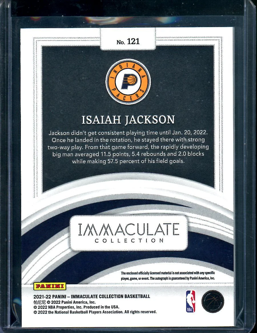 2021/22 Panini Immaculate Isaiah Jackson Rookie RPA Red /49 Pacers - Image 2