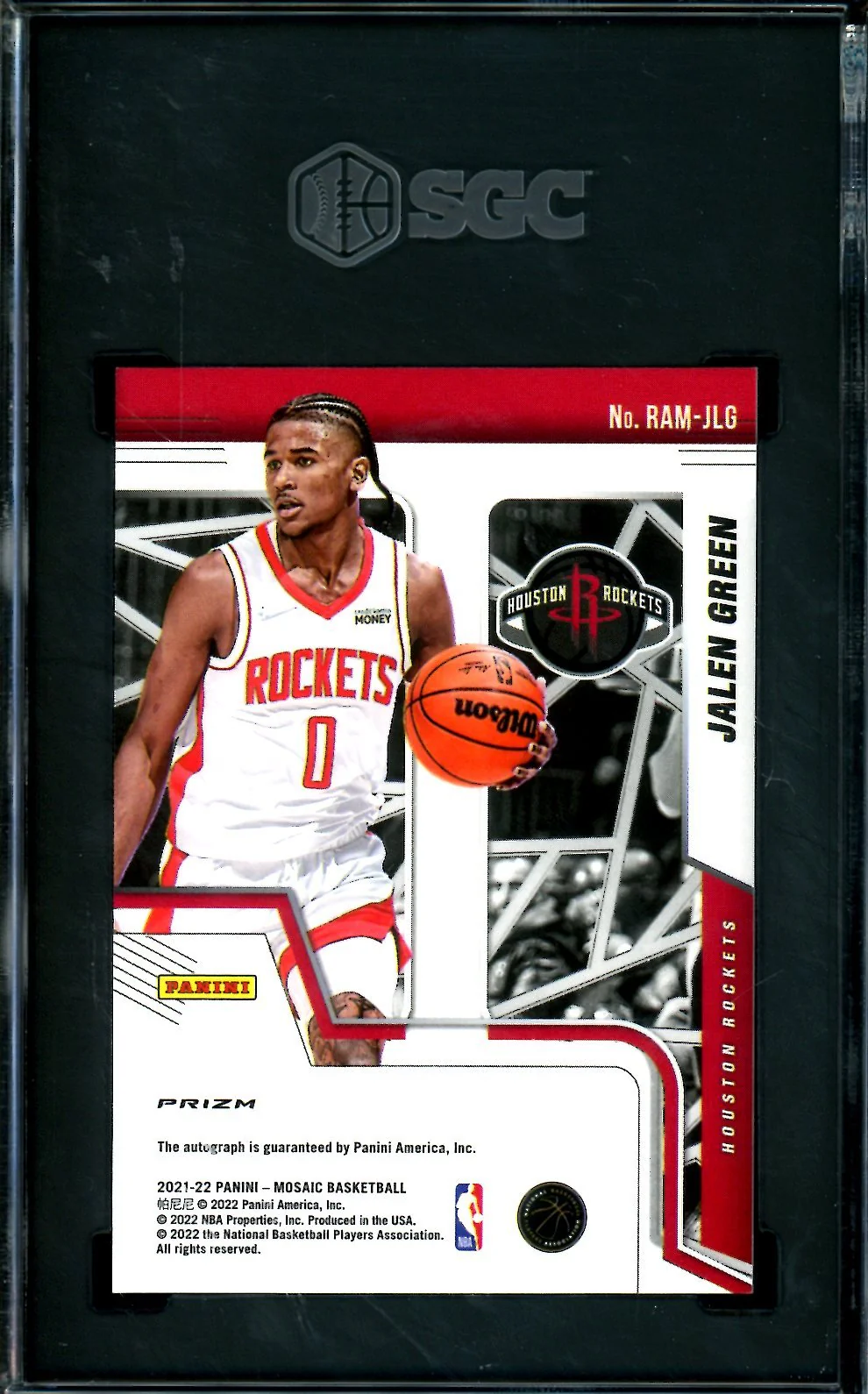 2021-22 Panini Mosaic Jalen Green Rookie Auto SGC 9.5 Rockets - Image 2
