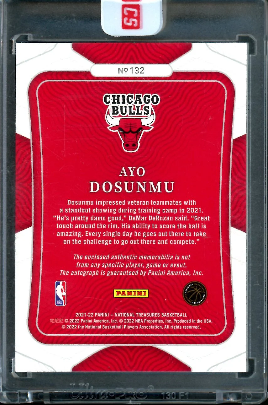 2021/22 Panini National Treasures Ayo Dosunmu Rookie Auto RPA /8 Bulls - Image 2