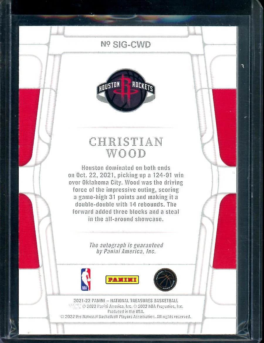 2021/22 Panini National Treasures Christian Wood Auto Bronze /15 Mavericks - Image 2