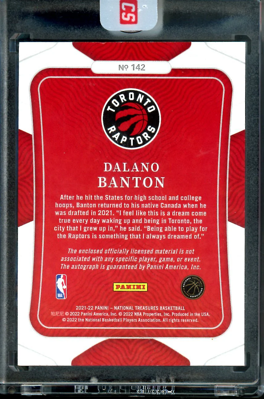 2021/22 Panini National Treasures Dalano Banton Rookie True RPA /99 Raptors - Image 2