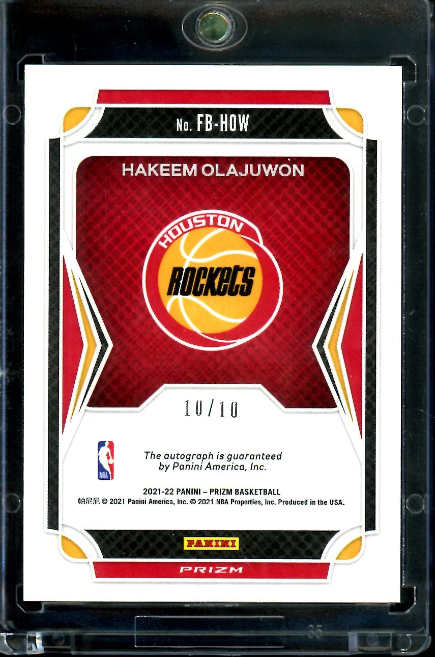 2021/22 Panini Prizm Hakeem Olajuwon Fast Break Auto Gold /10 Rockets - Image 2