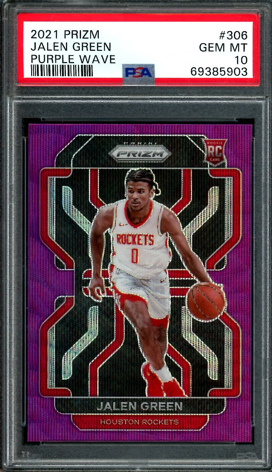 2021-22 Panini Prizm Jalen Green Rookie Purple Wave Prizm PSA 10 Rockets
