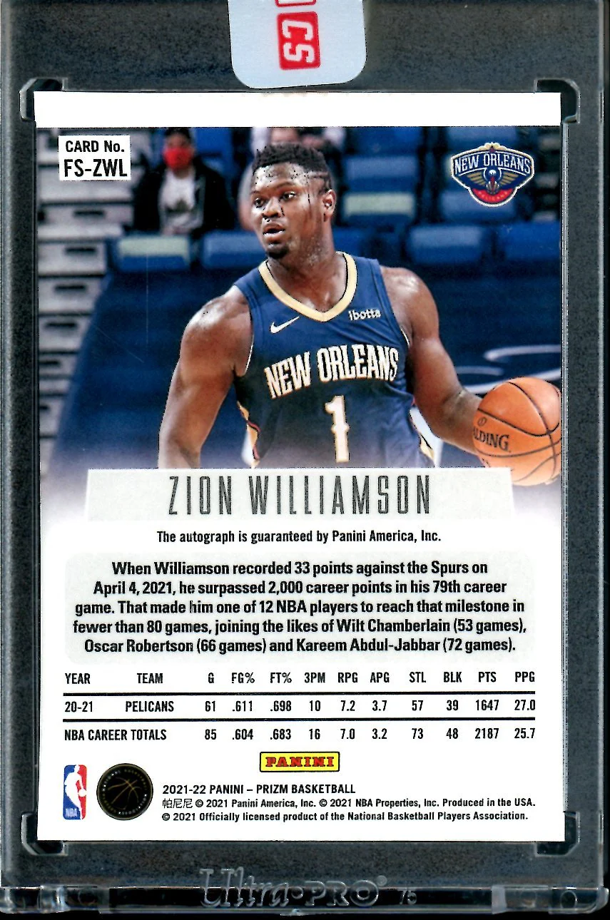 2021-22 Panini Prizm Zion Williamson Throwback Auto Pelicans - Image 2