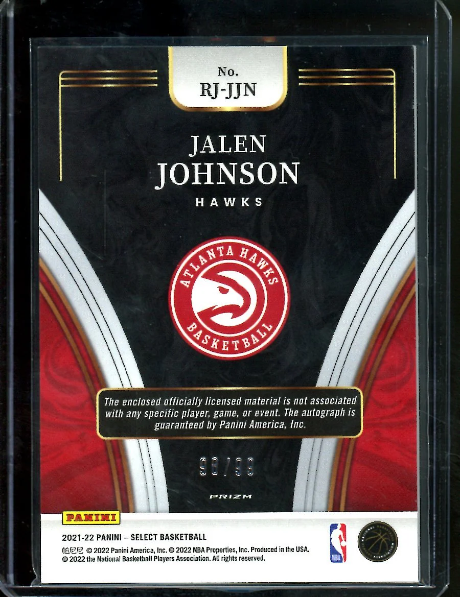 2021/22 Panini Select Jalen Johnson Rookie RPA Purple /99 Hawks - Image 2