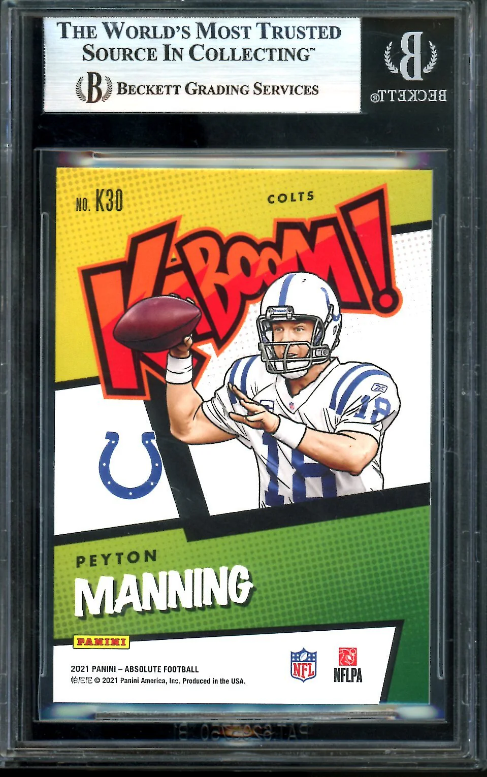 2021 Panini Absolute Peyton Manning Kaboom! BGS 9 Colts - Image 2