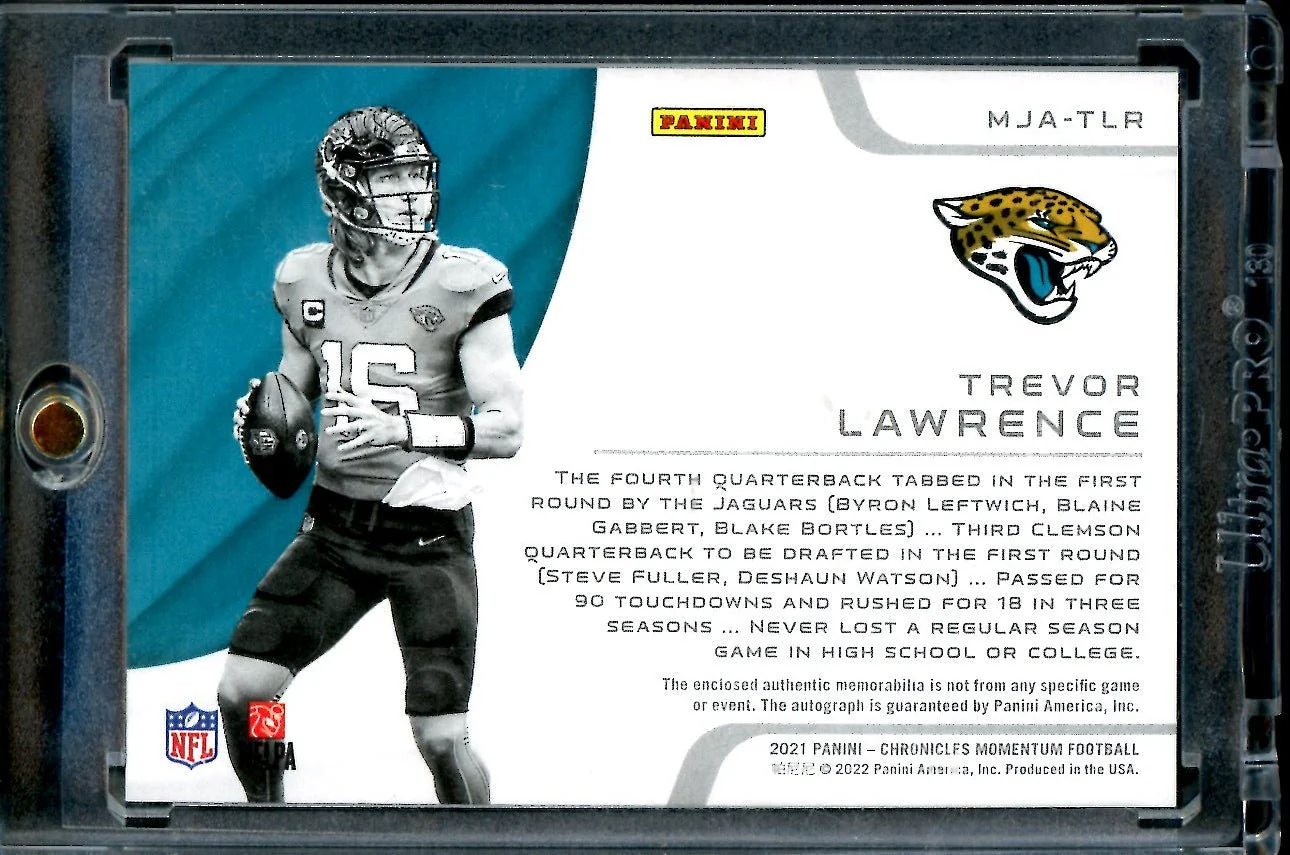 2021 Panini Chronicles Trevor Lawrence Rookie RPA /25 Jaguars - Image 2