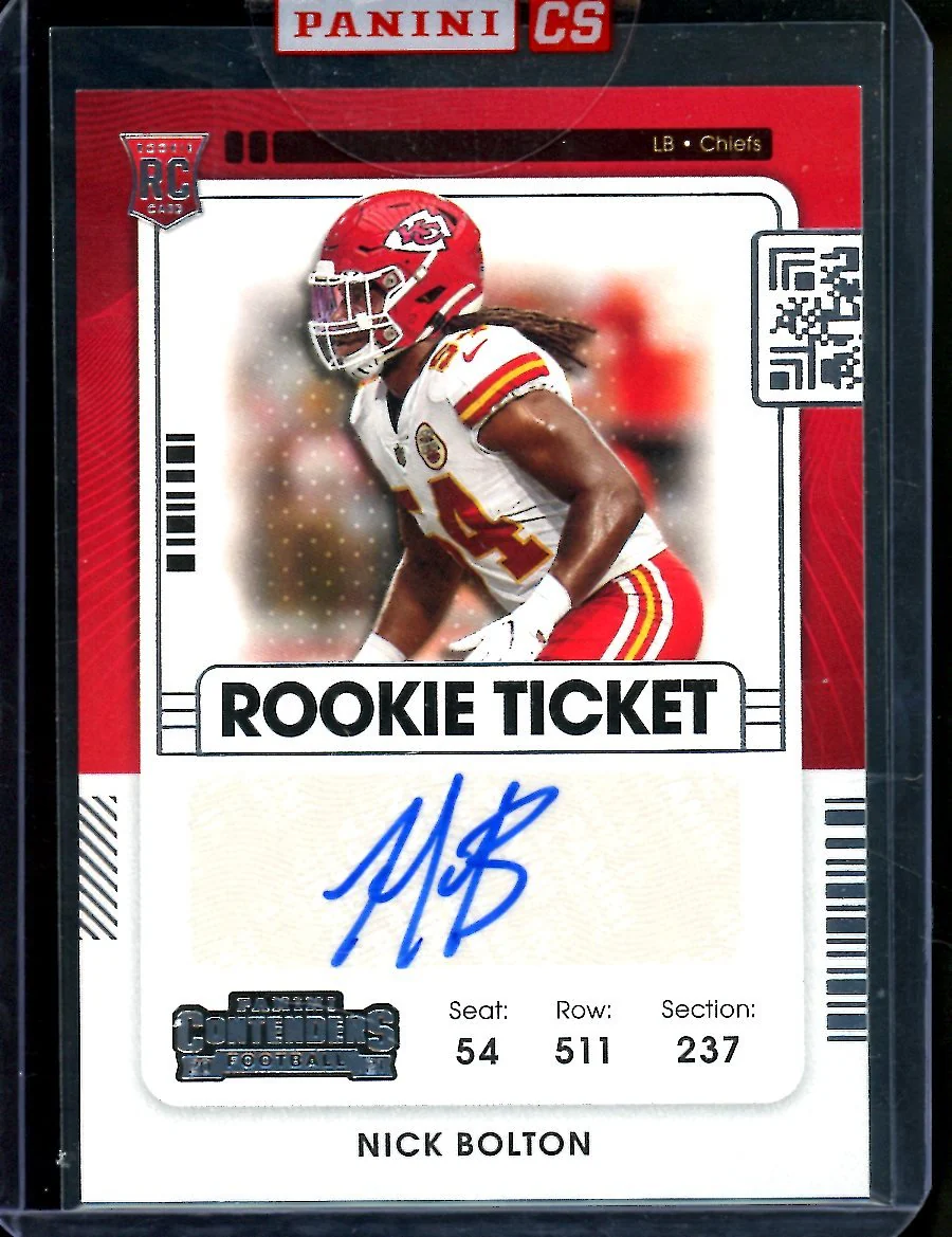 2021 Panini Contenders Nick Bolton Rookie Auto Chiefs