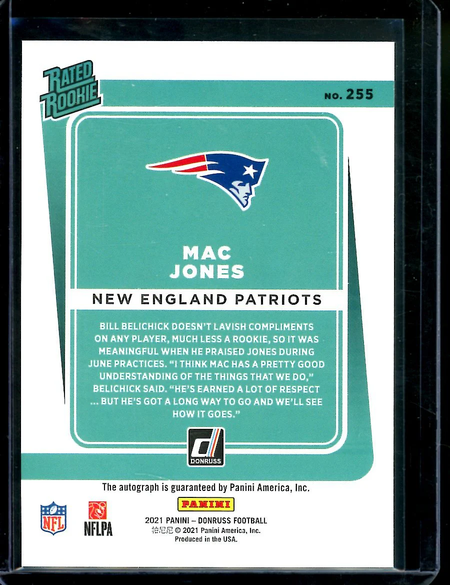 2021 Panini Donruss Mac Jones Rookie Auto Bronze Patriots - Image 2