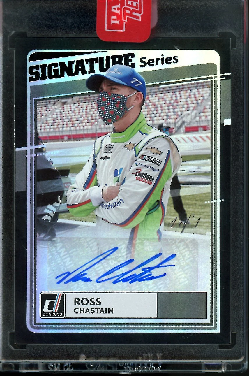 2021 Panini Donruss Racing Ross Chastain Signature Series Black 1/1 NASCAR