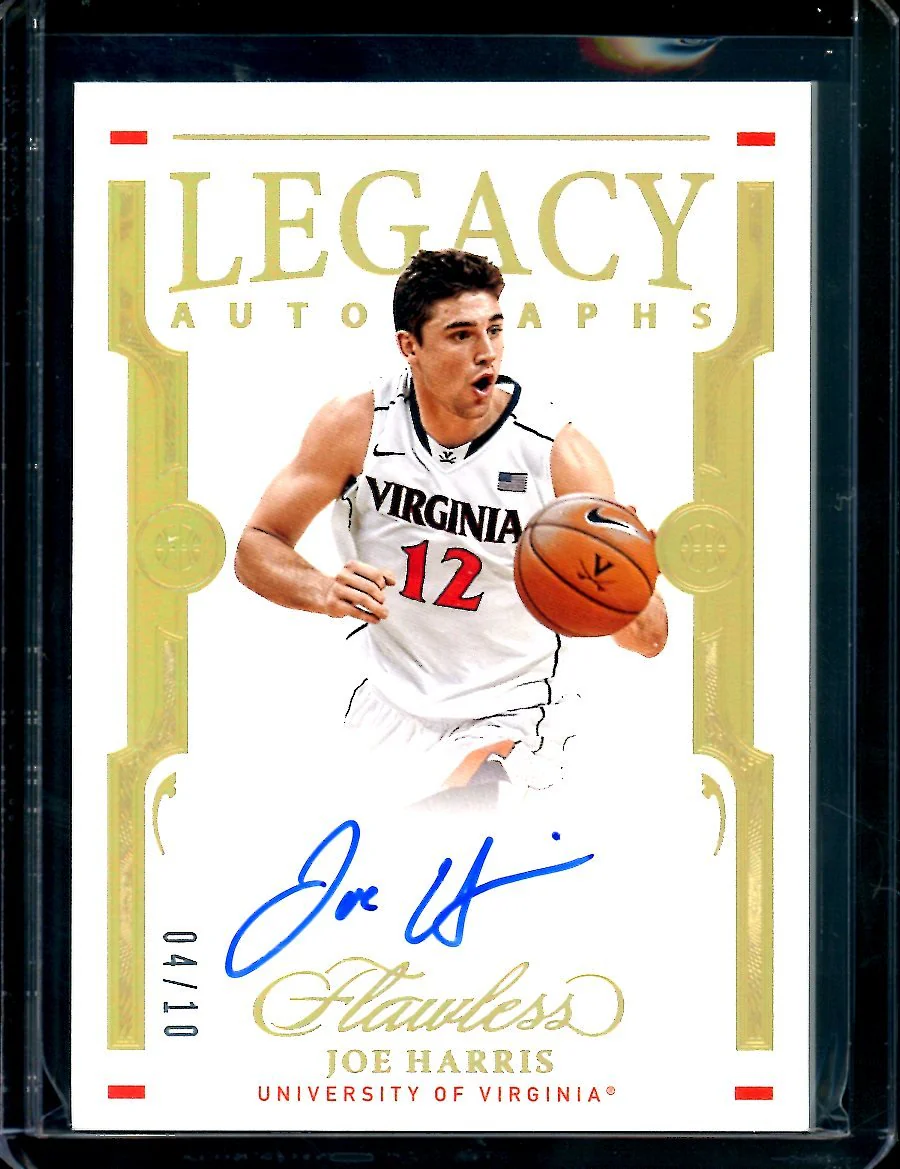 2021 Panini Flawless Collegiate Joe Harris Legacy Autographs Gold /10 Virginia