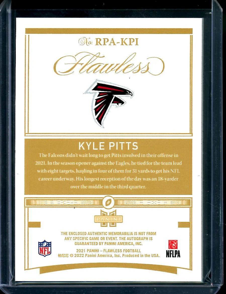 2021 Panini Flawless Kyle Pitts Rookie RPA /25 Falcons - Image 2