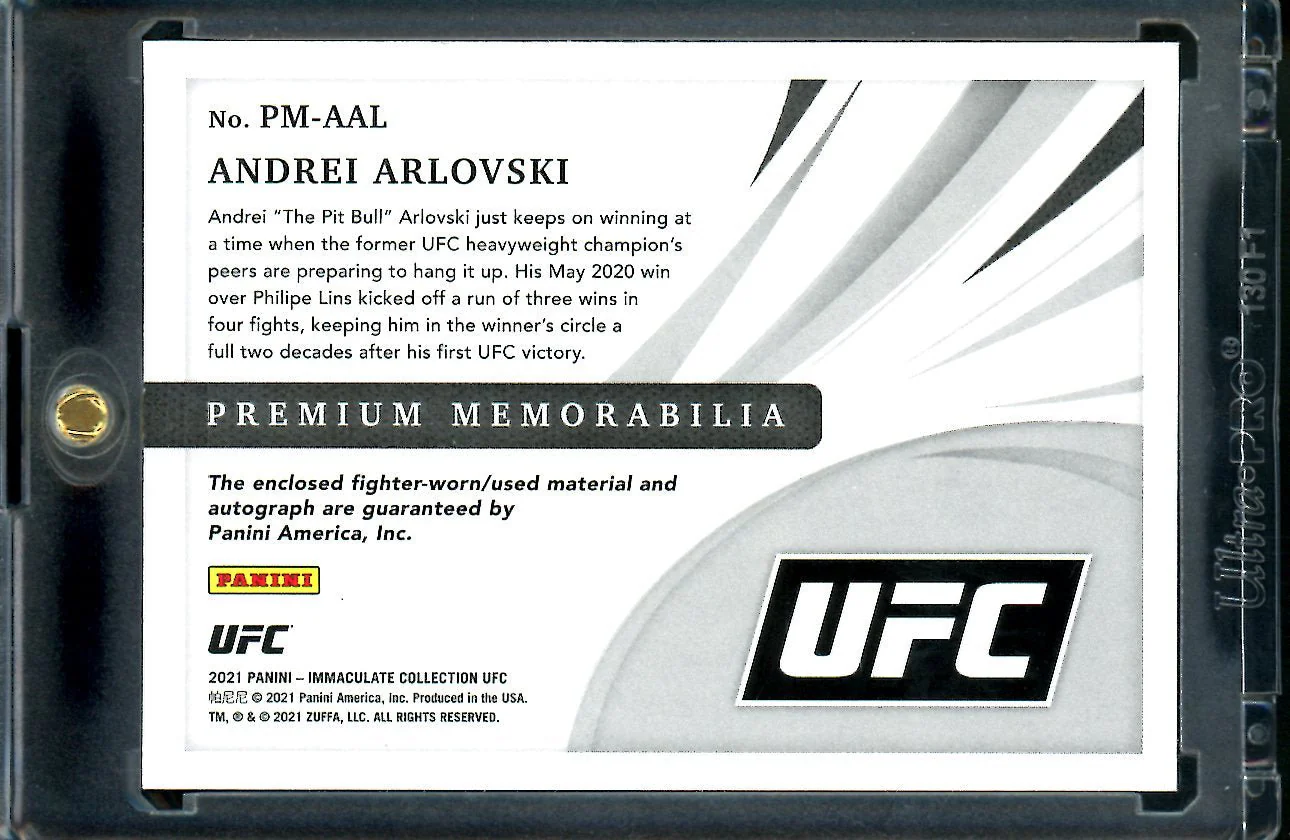 2021 Panini Immaculate Andrei Arlovski Patch Auto /8 UFC - Image 2
