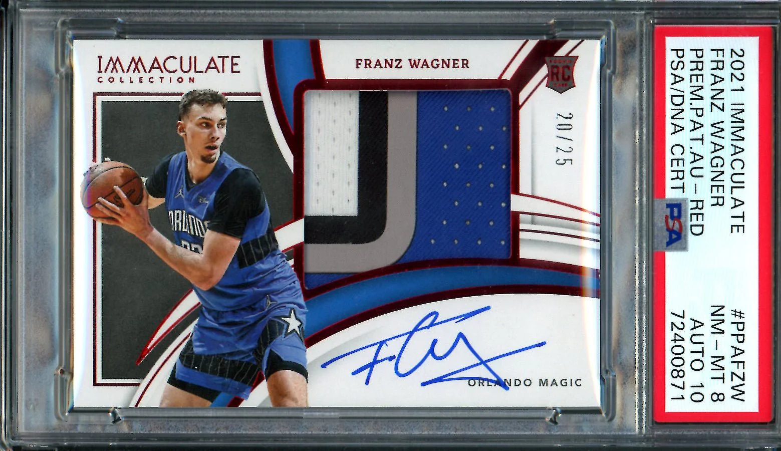 2021/22 Panini Immaculate Franz Wagner Rookie RPA Red /25 PSA 8 10 Auto Magic