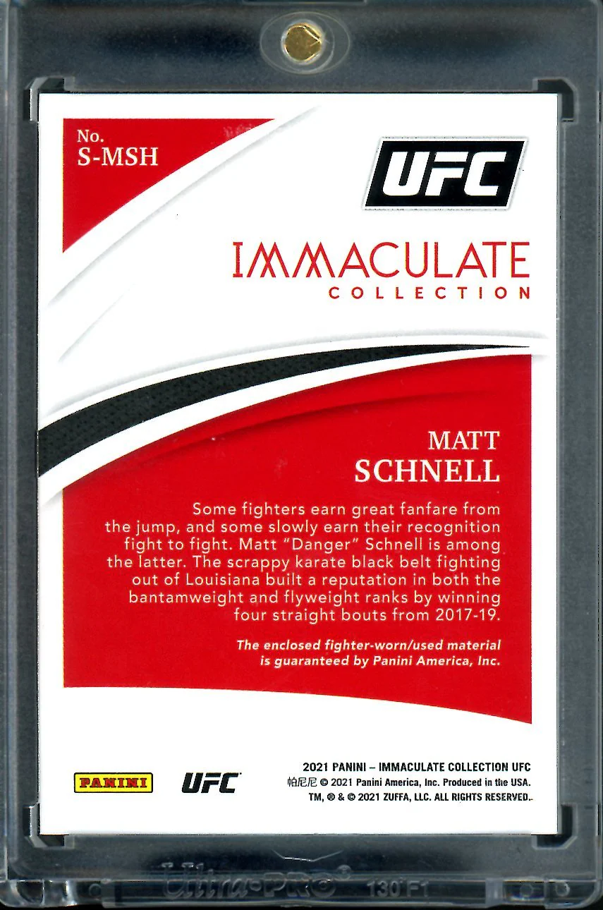 2021 Panini Immaculate Matt Schnell Swatches Tag Patch 1/1 UFC - Image 2