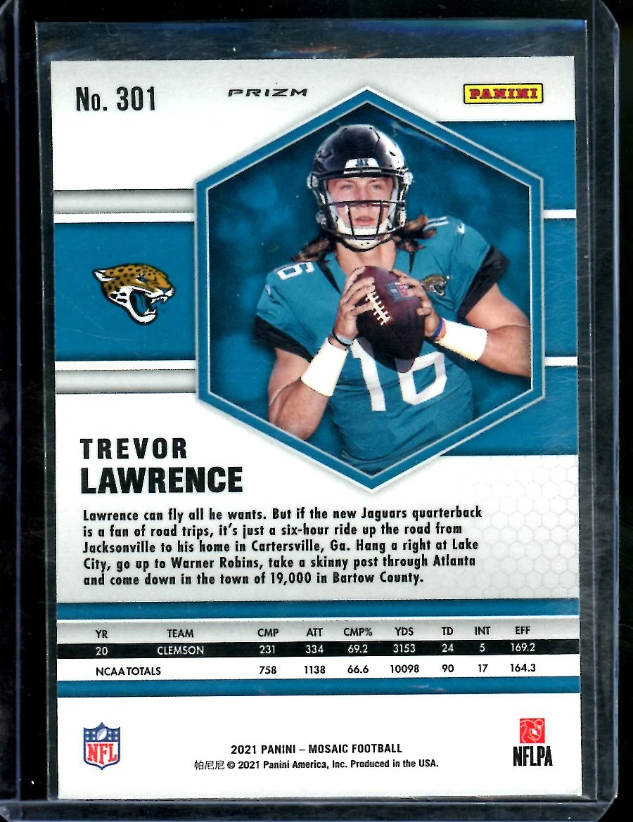 2021 Panini Mosaic Trevor Lawrence Rookie Silver Jaguars - Image 2