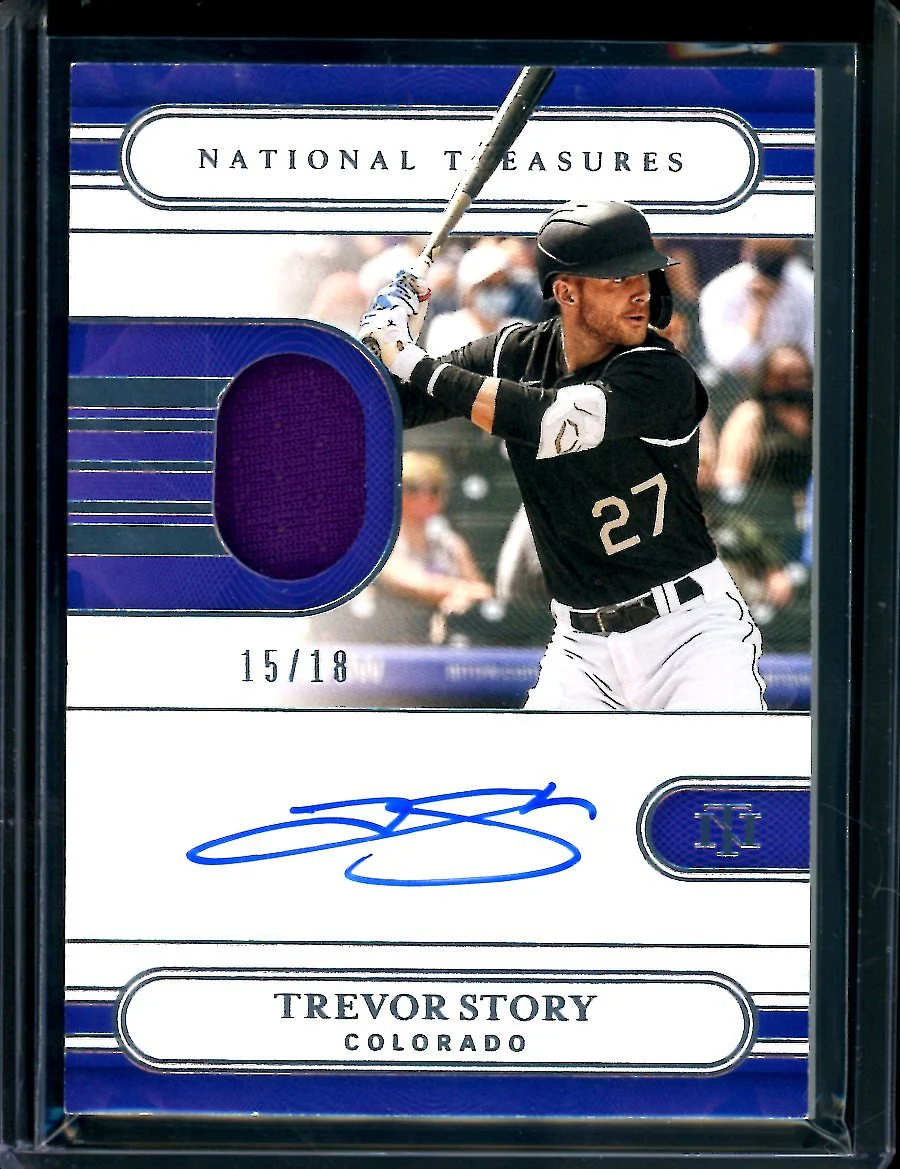 2021 Panini National Treasures Trevor Story Patch Auto /18 Rockies