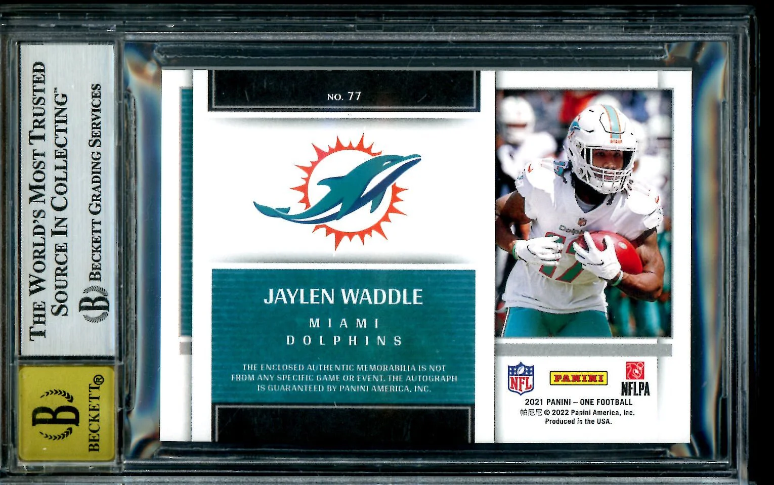2021 Panini One Jaylen Waddle Rookie RPA /99 BGS 8.5 Dolphins - Image 2