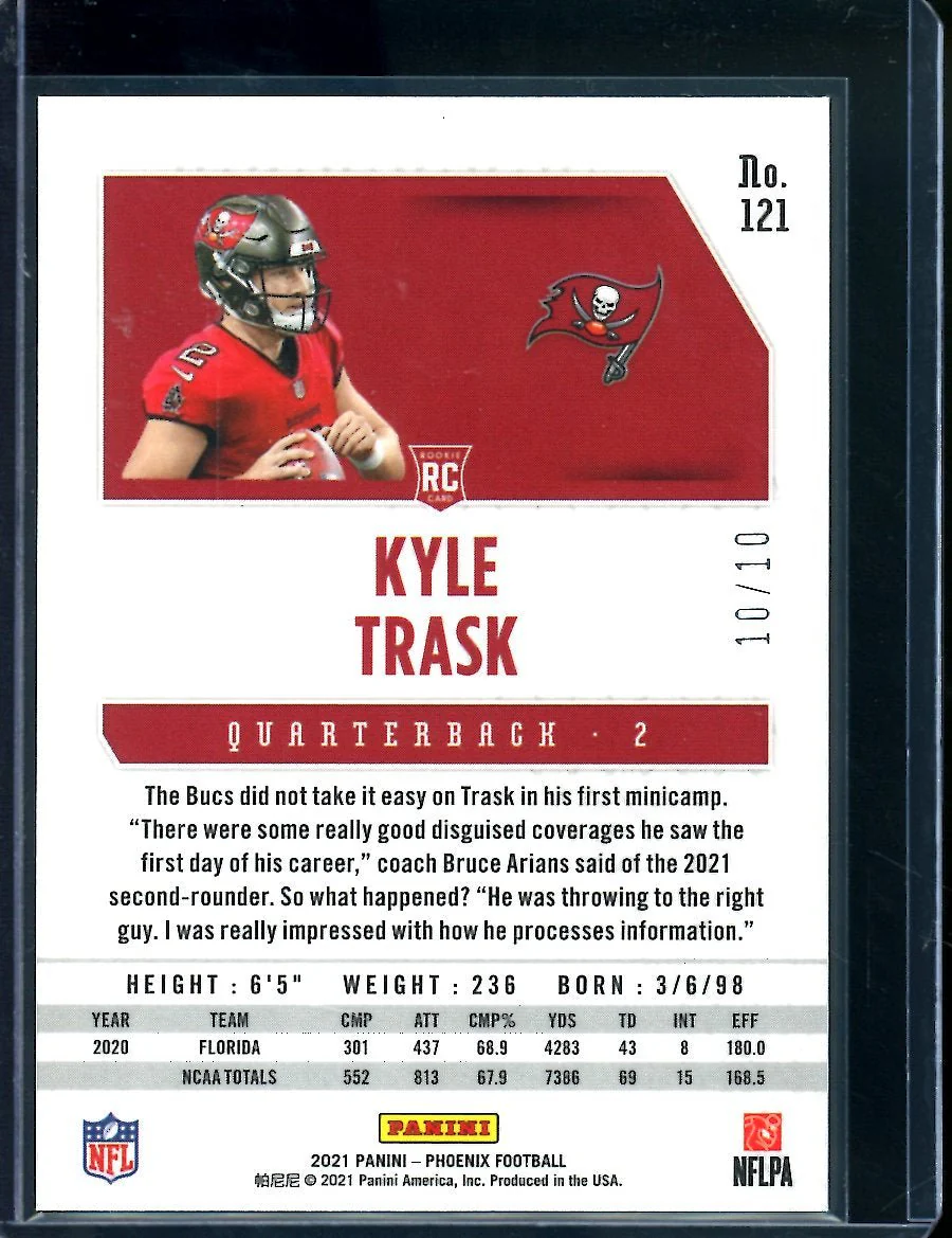 2021 Panini Phoenix Kyle Trask Rookie Black Velocity /10 Buccaneers - Image 2