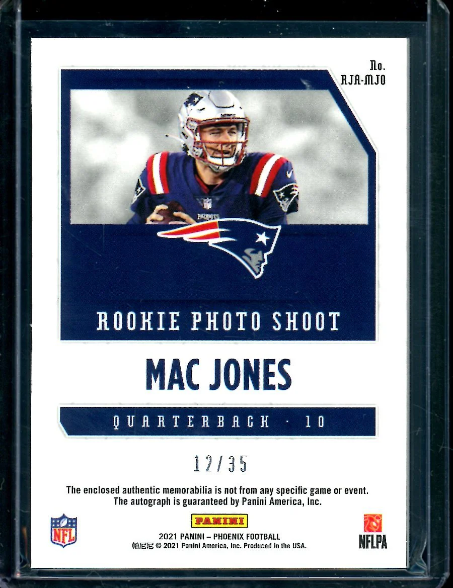 2021 Panini Phoenix Mac Jones Rookie RPA Orange /35 Patriots - Image 2