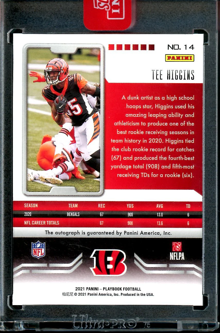 2021 Panini Playbook Tee Higgins Auto /10 Bengals - Image 2