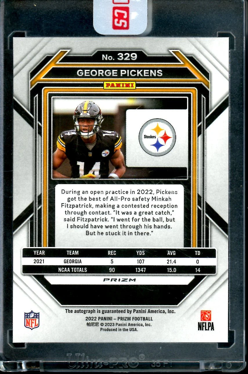 2021 Panini Prizm George Pickens Rookie Disco Auto Steelers - Image 2