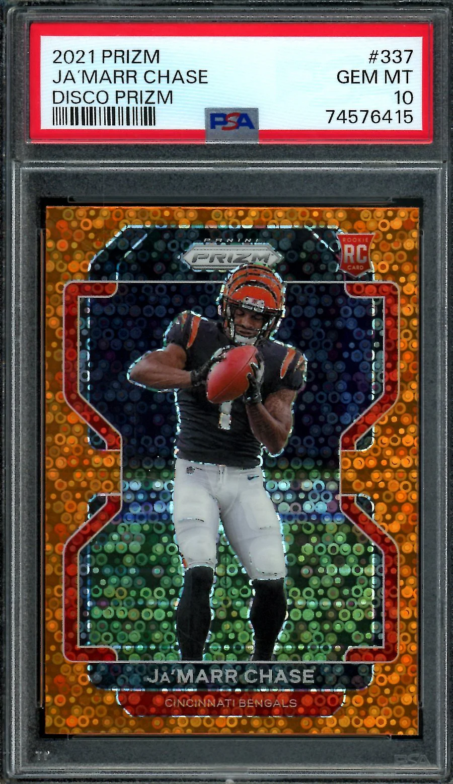 2021 Panini Prizm Ja'Marr Chase Rookie Orange Disco PSA 10 Bengals