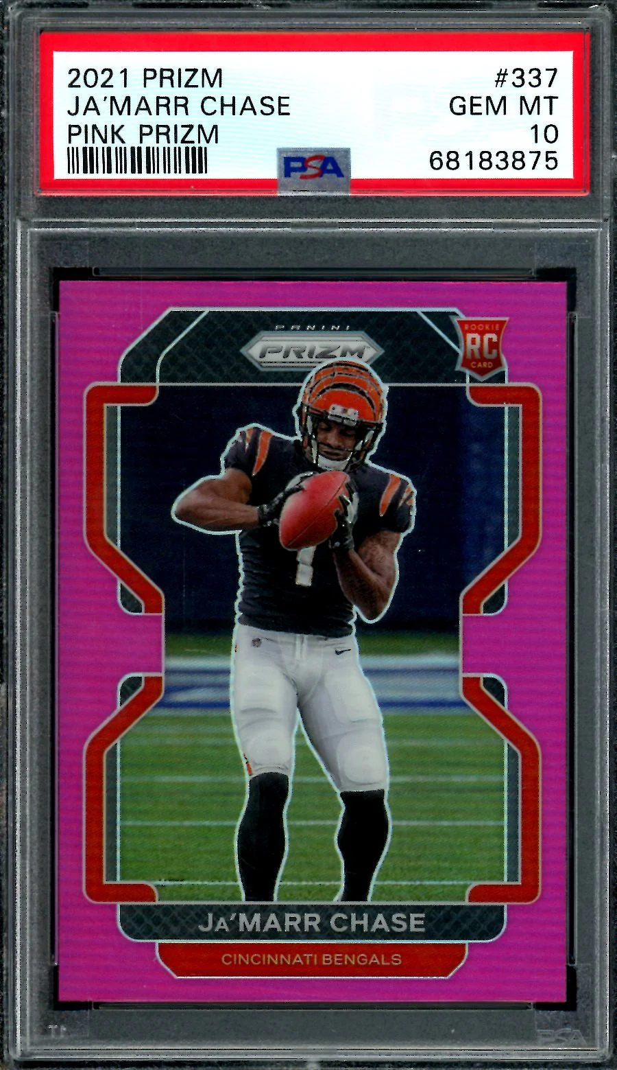 2021 Panini Prizm Ja'Marr Chase Rookie Pink Prizm PSA 10 Bengals