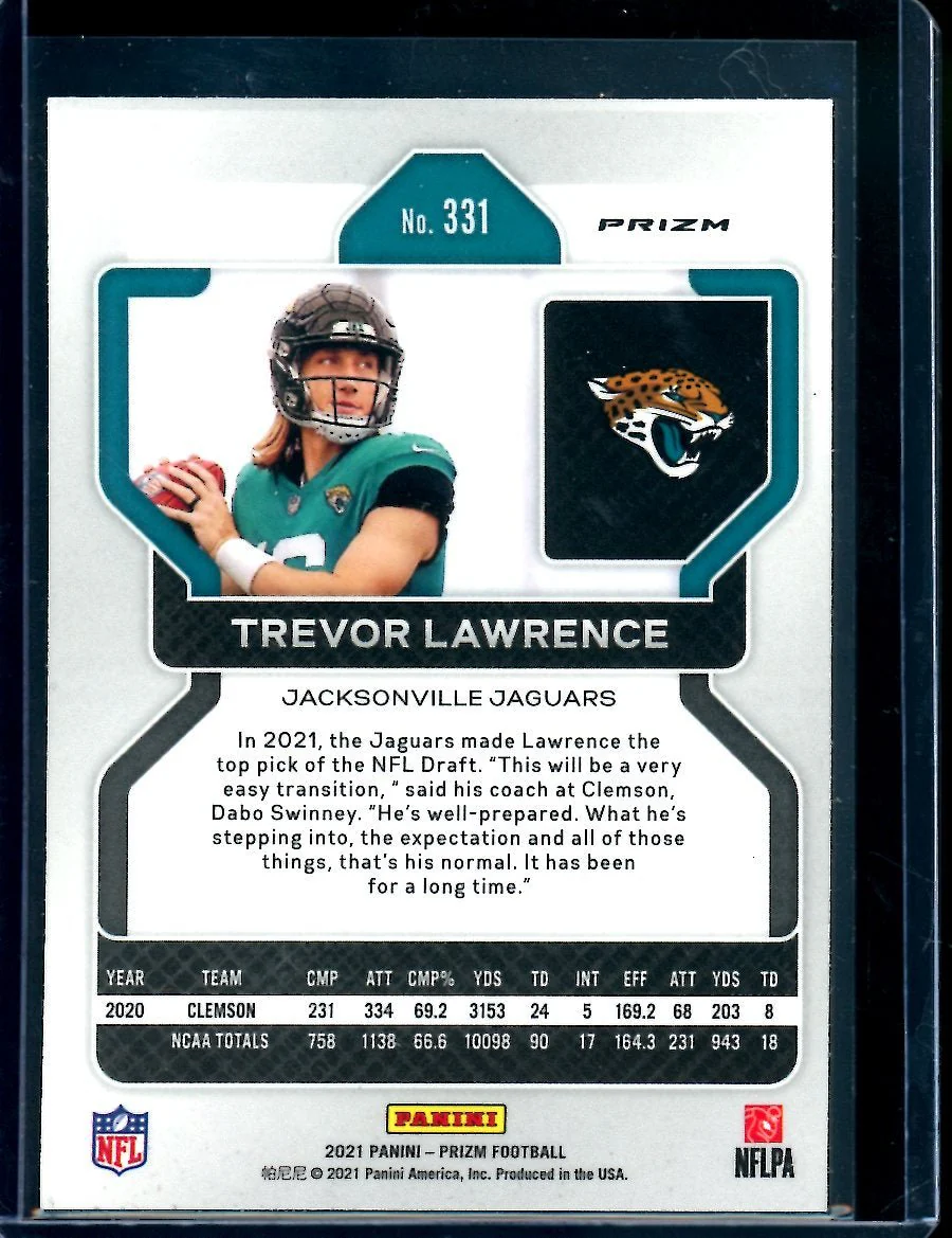 2021 Panini Prizm Trevor Lawrence Rookie Orange Laser Jaguars - Image 2