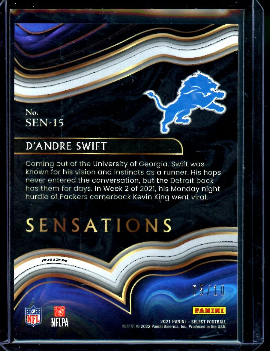 2021 Panini Select D'Andre Swift Sensations Gold /10 Lions - Image 2