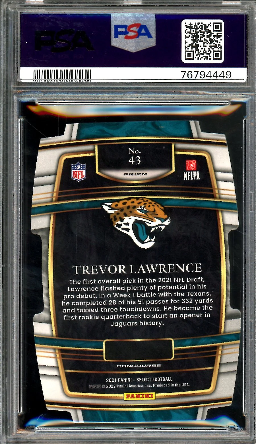 2021 Panini Select Trevor Lawrence Rookie Red Yellow Die Cut PSA 10 Jaguars - Image 2