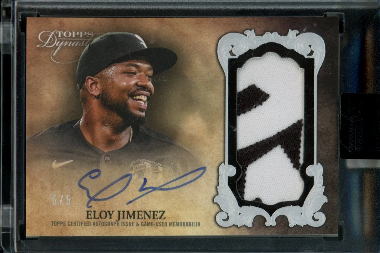 2021 Topps Dynasty Eloy Jimenez Dynastic Data Patch Auto /5 White Sox