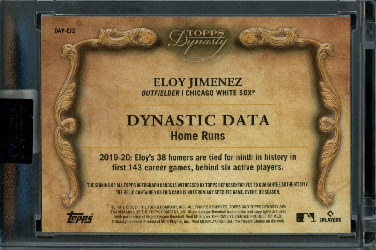 2021 Topps Dynasty Eloy Jimenez Dynastic Data Patch Auto /5 White Sox - Image 2