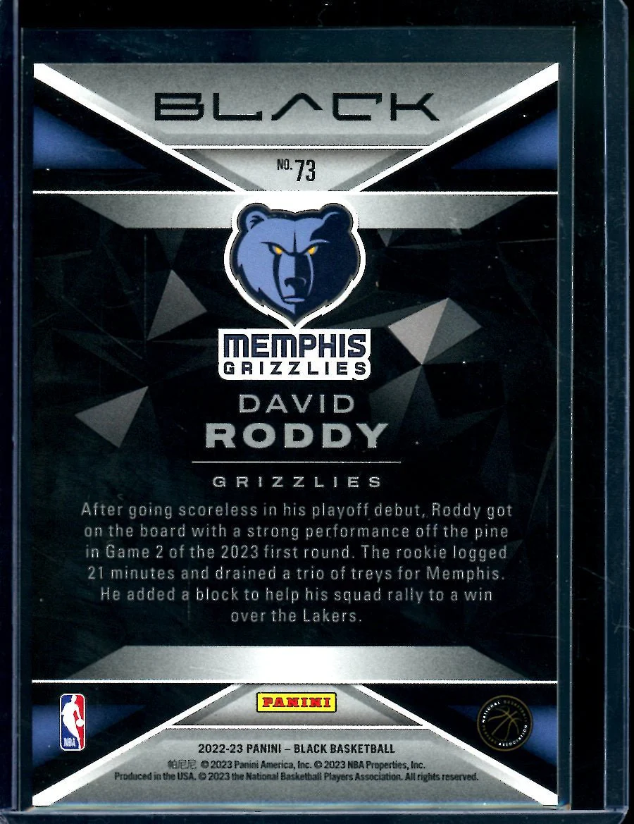 2022/23 Panini Black David Roddy Rookie Gold /25 Grizzlies - Image 2
