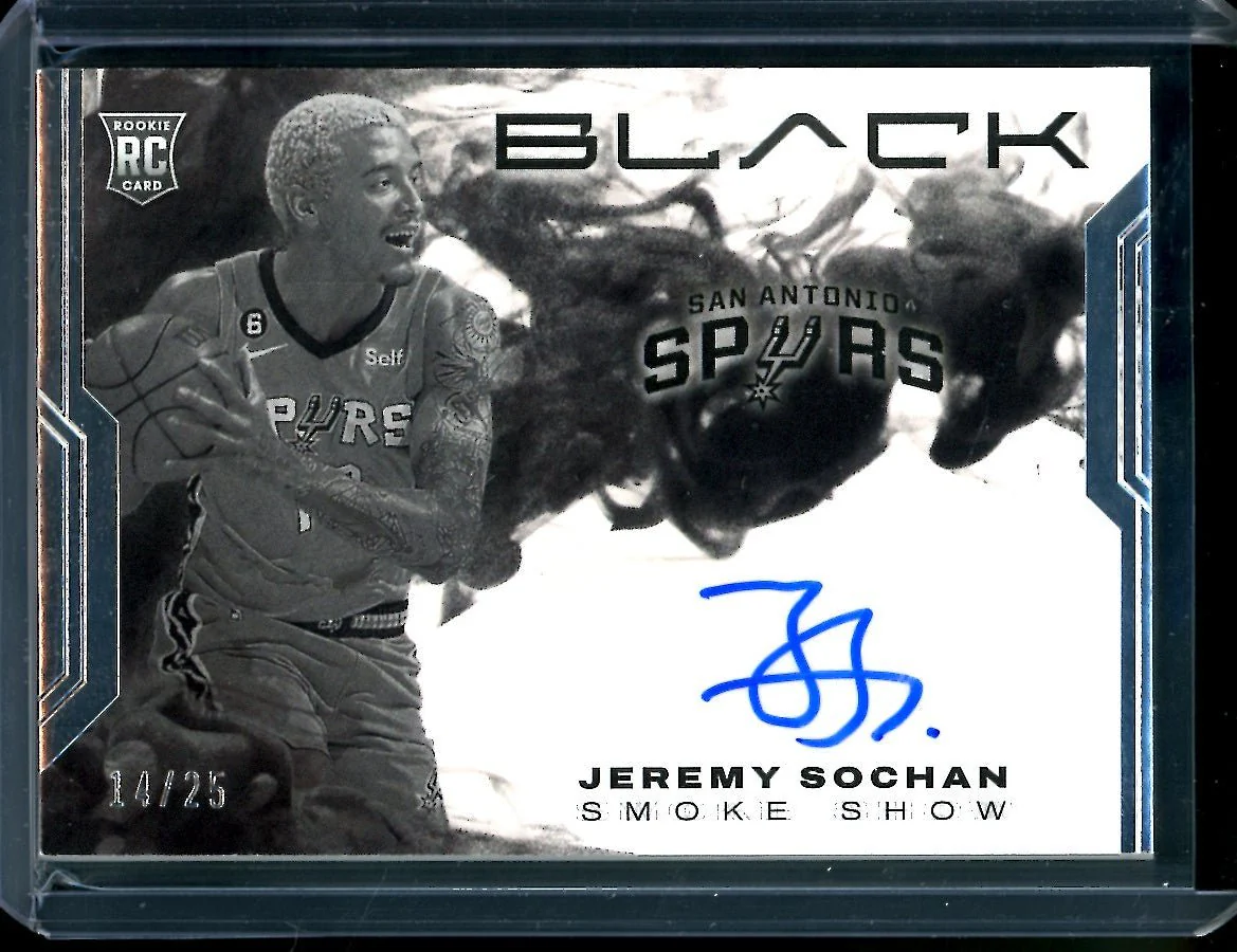 2022/23 Panini Black Jeremy Sochan Rookie Smokeshow Auto /25 Spurs