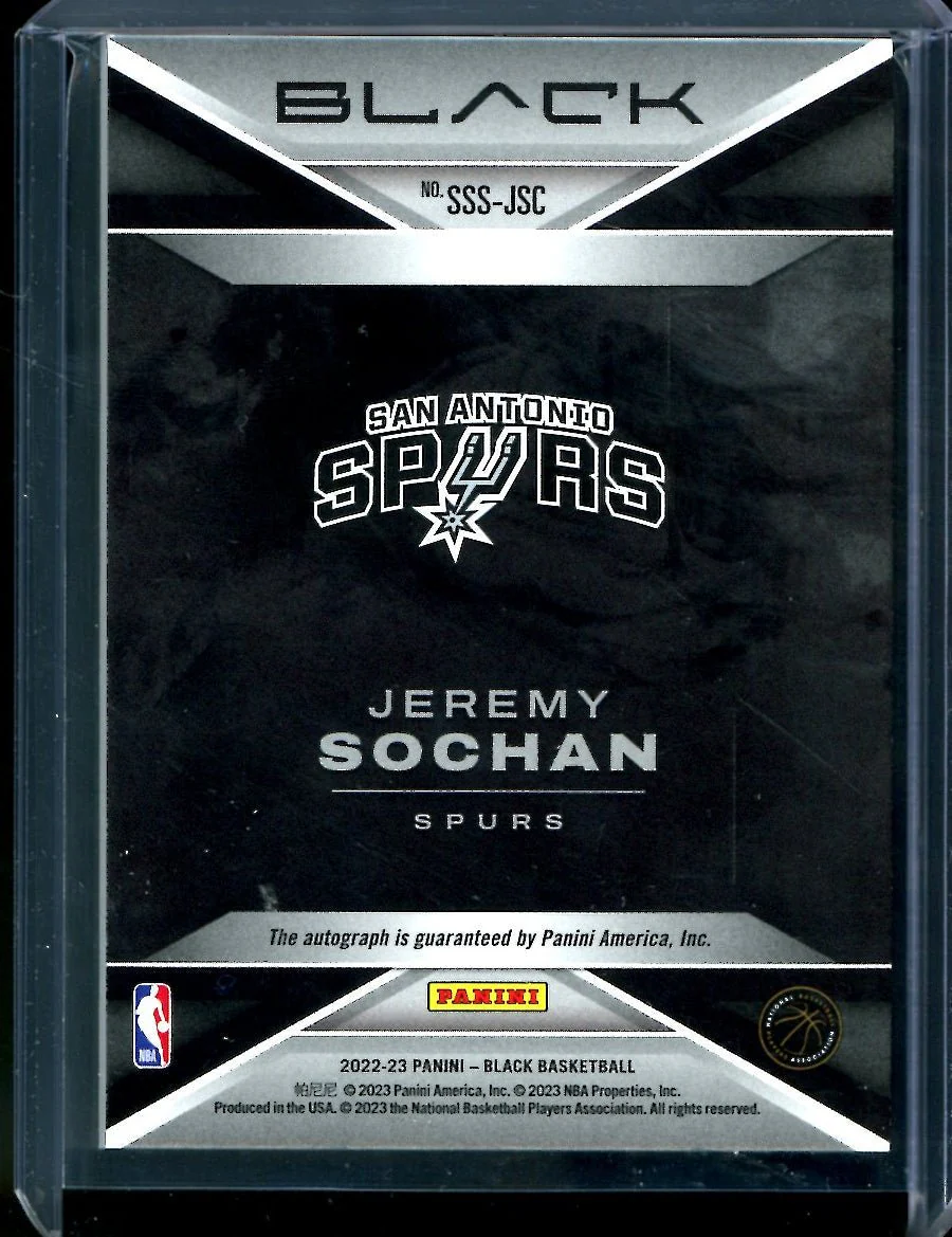 2022/23 Panini Black Jeremy Sochan Rookie Smokeshow Auto /25 Spurs - Image 2