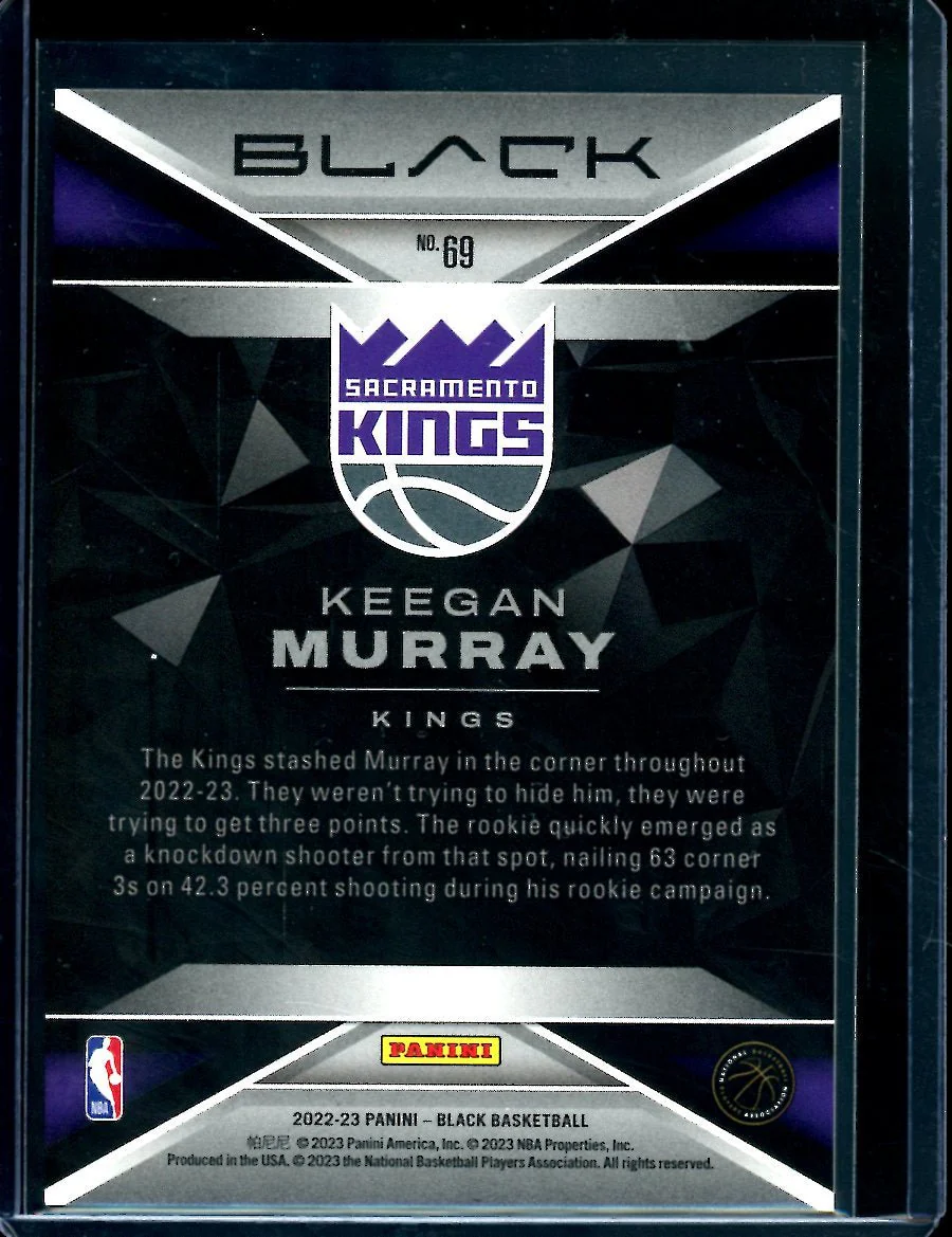 2022/23 Panini Black Keegan Murray Rookie Quartz /8 Kings - Image 2